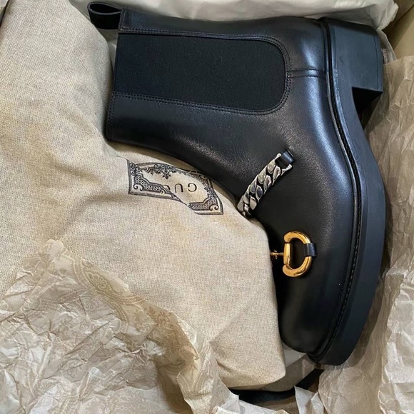 COPY - NWT GUCCI LEATHER CHELSEA BOOTS authentic! - Picture 4 of 12